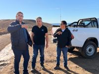 Matías Cortijo presidente de SPSE en el barrio Bicentenario de Caleta Olivia.