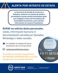 La Secretaría de Estado de Comercio e Industria advierte sobre un intento de estafa en nombre del RUPAE