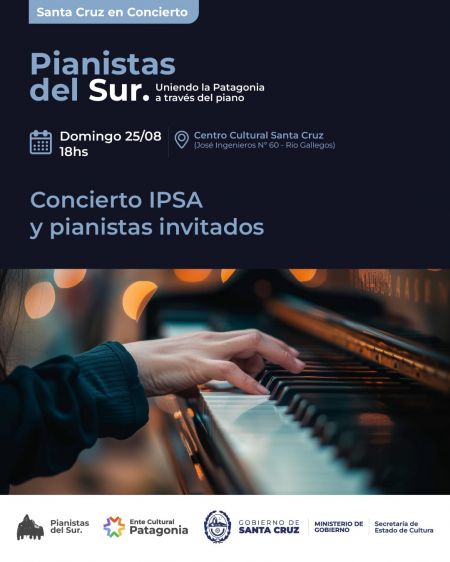 Estudiantes y Profesores del Instituto Provincial Superior en Arte se presentarán en el Ciclo “Pianistas del Sur”