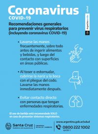 Recomendaciones generales para prevenir virus respiratorios (incluyendo corona virus COVID 19)