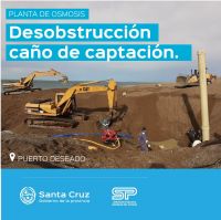 Planta de Ósmosis de Puerto Deseado: Desobstruyeron caño de captación