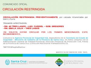 Circulación restringida por lluvias y lodo