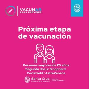 Vacunar para prevenir: Nuevos turnos para la aplicación de primeras dosis a mayores de 25 años