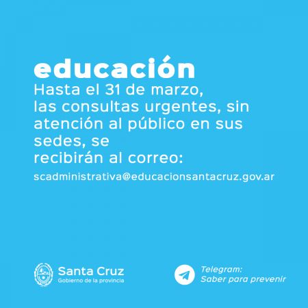 Educación pone a disposición un correo electrónico para consulta de trámites impostergables