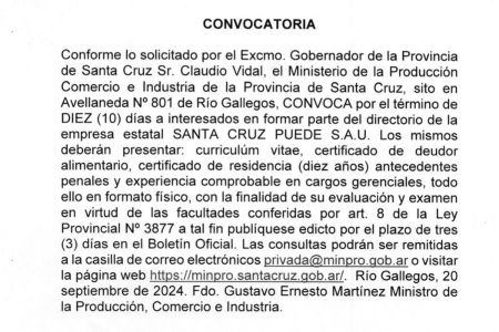 Empresa de alimentos: el gobierno conformará el directorio mediante un concurso público