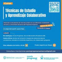 Convocan a inscribirse en el curso “Técnicas de estudio y aprendizaje colaborativo” en el Punto Progresar