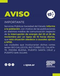 Importante: Aclaración sobre Interrupción del Servicio de Energía del 23 al 26 de noviembre