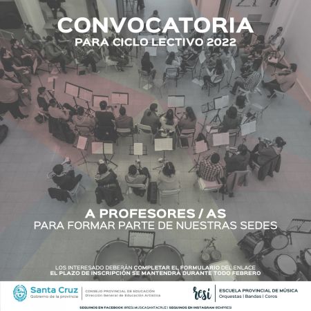 Convocatoria para cubrir cargos docentes en la Escuela Provincial de Música Re Si