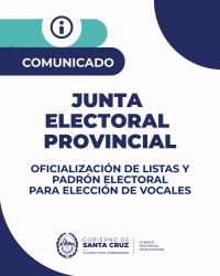 Oficialización de Listas y Padrón Electoral para elección de vocales