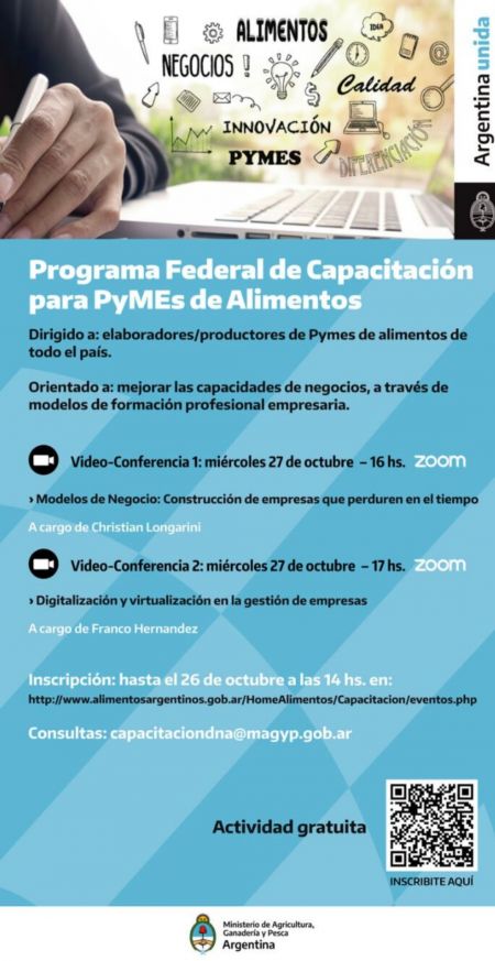 Convocan a participar en el Programa Federal de Capacitación para Pymes de Alimentos