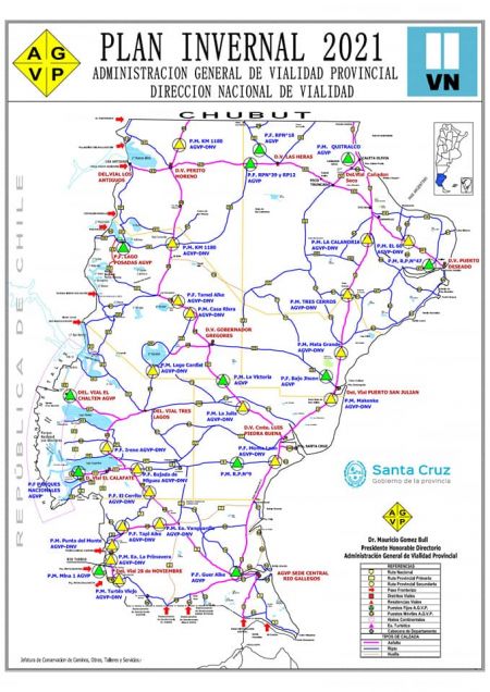 Vialidad Provincial informó el mapa del nuevo Plan Invernal 2021