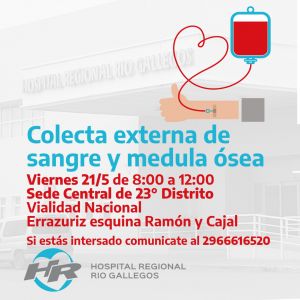 Colecta Externa de Sangre y Médula Ósea: Este viernes 21 de mayo en Vialidad Nacional
