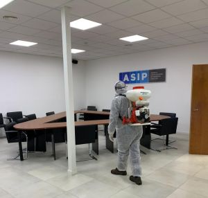 Tareas de desinfección y sanitizacion de las instalaciones de la ASIP