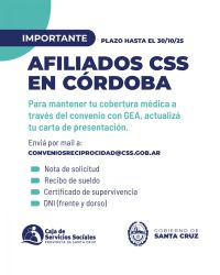 La Caja de Servicios Sociales informa plazo para actualizar la carta de presentación en Córdoba