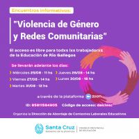 Convocan al Encuentro informativo “La Violencia de Género y Redes Comunitarias”