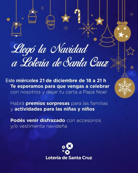Este miércoles, Papá Noel llega a Lotería de Santa Cruz con premios y música