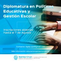 Educación informa que se completó el cupo para la Diplomatura en Políticas Educativas y Gestión Escolar