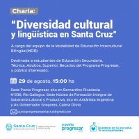 Convocan a participar de la charla “Diversidad cultural y lingüística en Santa Cruz”