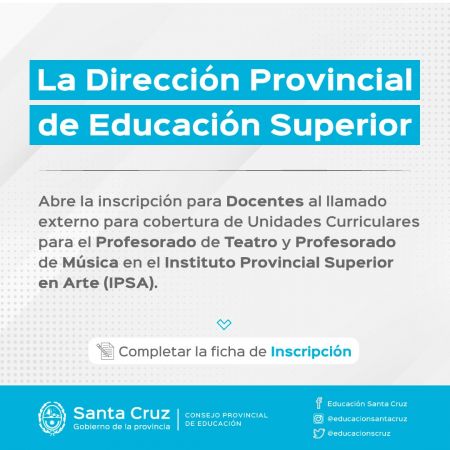 Convocan a cubrir Unidades Curriculares en el IPSA de Río Gallegos