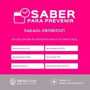 Saber Para Prevenir | Informe Epidemiológico | Sábado 28 de agosto