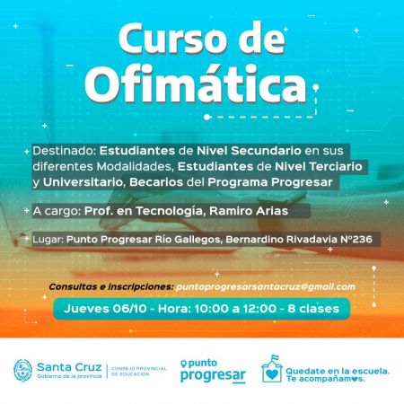 Invitan a participar de un Curso de Ofimática