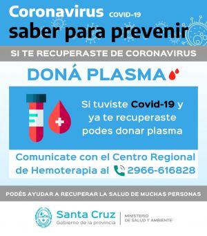 Salud convoca a potenciales donantes de plasma