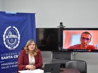 La ministra de Salud y Ambiente, María Lorena Ross y el vicedirector del Instituto Pladema y líder del proyecto HSI, Mariano Risso. 