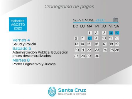 Cronograma de pago de haberes del Estado Provincial y recomendaciones a la comunidad