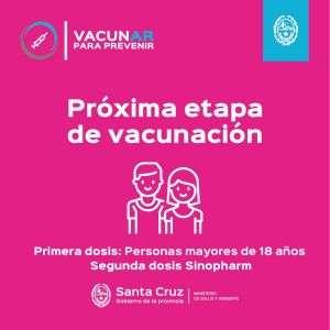 Vacunar para prevenir: Habilitan turnos para la aplicación de primeras a mayores de 18 años sin restricciones