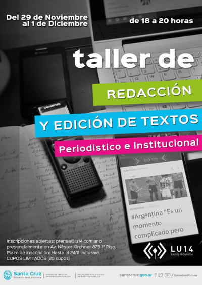 Nueva fecha para el Curso de Redacción y Edición de textos Periodístico e Institucional
