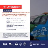 Restringen circulación en rutas nacionales y provinciales hasta mañana a las 7:00