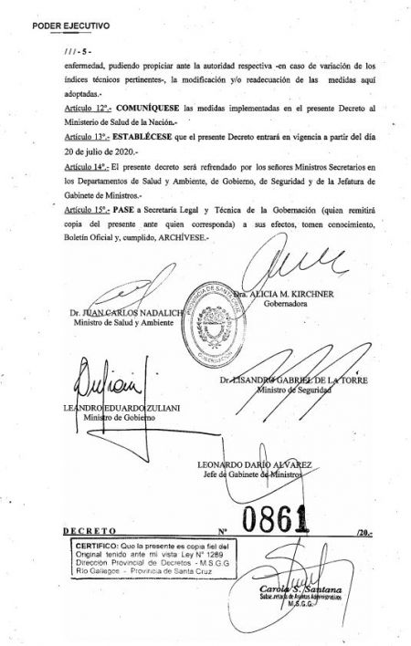 Decreto 861/20: Nuevas medidas para Río Gallegos