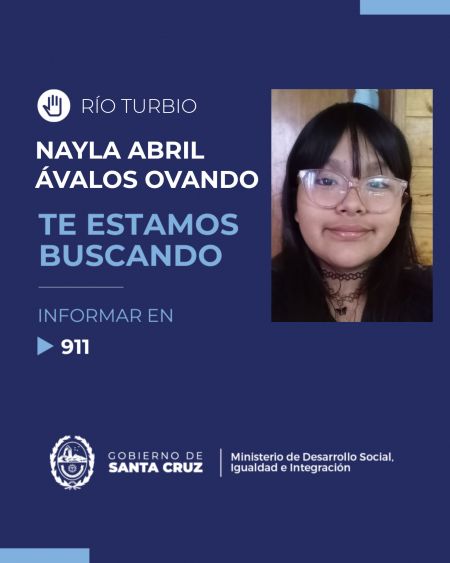 noticiaspuertosantacruz.com.ar - Imagen extraida de: https://noticias.santacruz.gob.ar/gestion/desarrollo-social/item/32331-te-estamos-buscando-nayla-ovando-esta-extraviada-en-rio-turbio