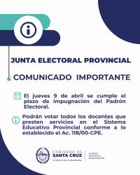 Comunicado oficial de la Junta Electoral Provincial