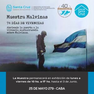 La Muestra “Malvinas 74 días de vivencias” rinde homenaje a veteranos y veteranas de Santa Cruz