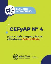 Convocatoria a cubrir Horas Cátedra en el CEFyAP N°4 de Caleta Olivia