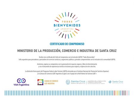 El Ministerio de la Producción de Santa Cruz recibió el sello de compromiso &quot;Todxs Bienvenidxs&quot;