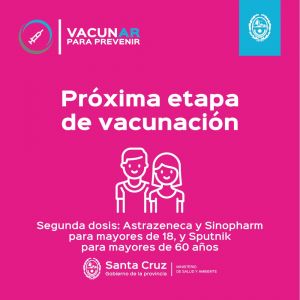 Vacunar para prevenir: Habilitan turnos para la aplicación de segundas dosis de Sputnik V, Astrazeneca y Sinopharm