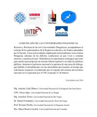 Fuerte respaldo de las Universidades de la Patagonia al reclamo de los gobernadores de la región