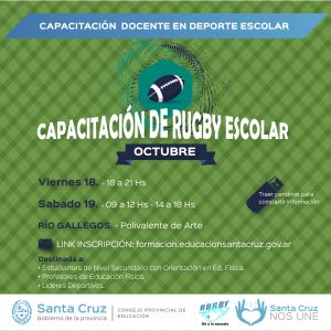 Inscripciones abiertas para capacitación sobre Rugby Escolar