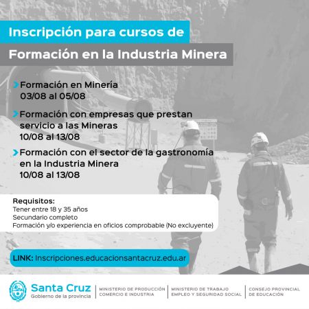 Cursos de Formación en la Industria Minera: Anuncian el cronograma de inscripciones