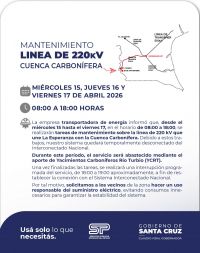 Transener a través de Servicios Públicos informa sobre mantenimiento en la Cuenca Carbonífera