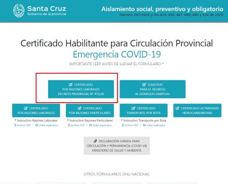 Certificado de circulación para actividades exceptuadas