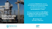 Interrupción programada del servicio eléctrico por tareas de mantenimiento de Transener