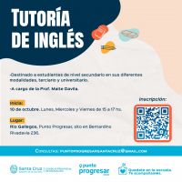 Invitan a inscribirse en la tutoría de Inglés a realizarse en el Punto Progresar Sede Río Gallegos