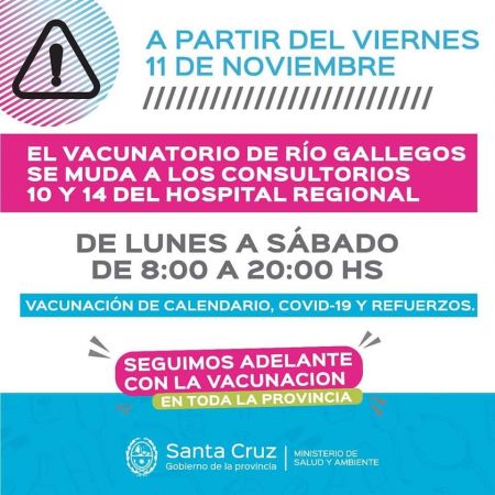 Salud recuerda los puntos de vacunación y testeo en Río Gallegos