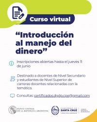 Invitan a un nuevo curso sobre "Introducción al manejo del dinero"