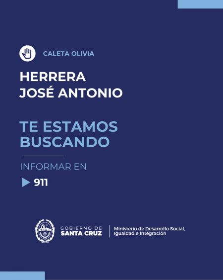 noticiaspuertosantacruz.com.ar - Imagen extraida de: https://noticias.santacruz.gob.ar/gestion/desarrollo-social/item/32764-se-solicita-colaboracion-para-dar-con-el-paradero-de-jose-antonio-herrera