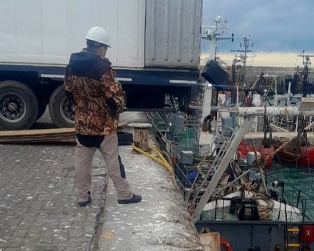 Fiscalización en el muelle del puerto Caleta Paula.