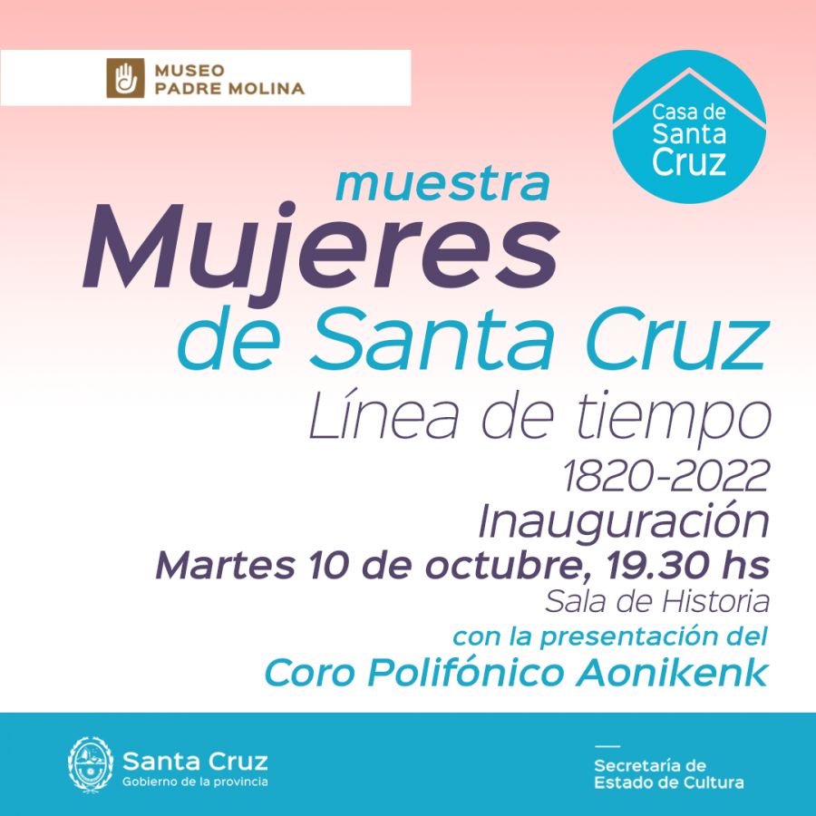 Se presentará la muestra "Mujeres de Santa Cruz" línea de tiempo 1820 a 2022